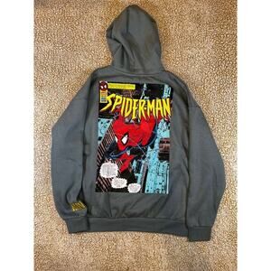 Marvel Spider-Man Hoodie Men’s Large Gray Pullover Graphic Sweatshirt New